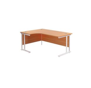 Jemini Radial Left Hand Cantilever Desk 1600x1200x730mm Beech/White KF807643