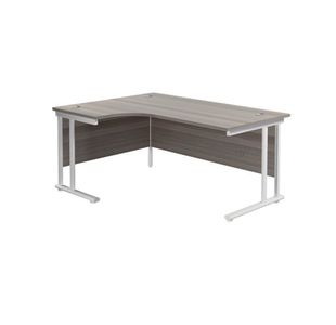 Jemini Radial Left Hand Cantilever Desk 1600x1200x730mm Grey Oak/White KF807650