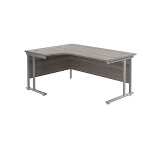 Jemini Radial Left Hand Cantilever Desk 1800x1200x730mm Grey Oak/Silver KF807773