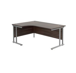 Jemini Radial Left Hand Cantilever Desk 1800x1200x730mm Dark Walnut/Silver KF807810