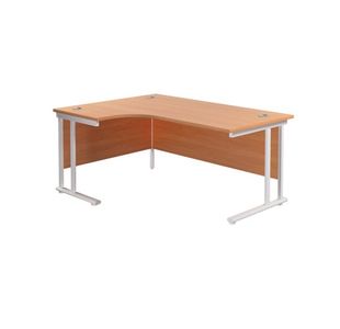 Jemini Radial Left Hand Cantilever Desk 1800x1200x730mm Beech/White KF807889