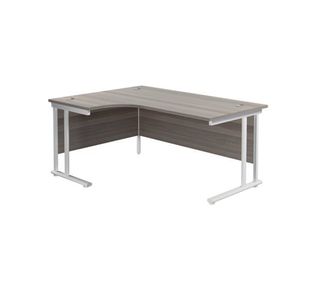 Jemini Radial Left Hand Cantilever Desk 1800x1200x730mm Grey Oak/White KF807896
