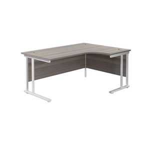 Jemini Radial Right Hand Cantilever Desk 1800x1200x730mm Grey Oak/White KF807957