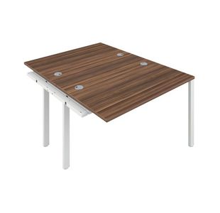 Jemini 2 Person Extension Bench Desk 1200x1600x730mm Dark Walnut/White KF808657