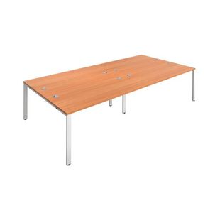 Jemini 4 Person Bench Desk 2400x1600x730mm Beech/White KF808725