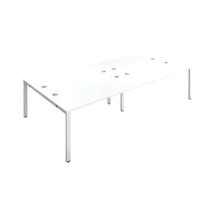 Jemini 4 Person Bench Desk 2400x1600x730mm White/White KF808756