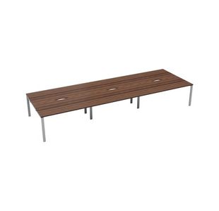 Jemini 6 Person Bench Desk 3600x1600x730mm Dark Walnut/White KF808831