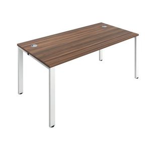 Jemini 1 Person Bench Desk 1400x800x730mm Dark Walnut/White KF808893