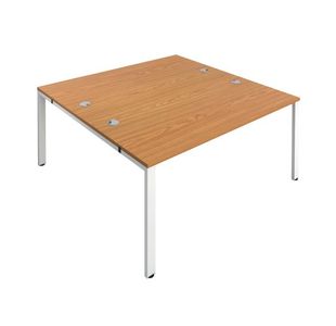 Jemini 2 Person Bench Desk 1400x1600x730mm Nova Oak/White KF809043
