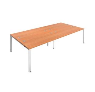 Jemini 4 Person Bench Desk 3200x1600x730mm Beech/White KF809449