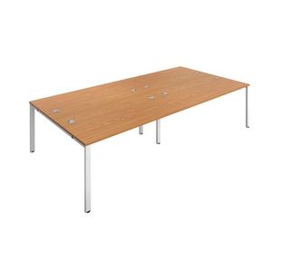 Jemini 4 Person Bench Desk 3200x1600x730mm Nova Oak/White KF809463