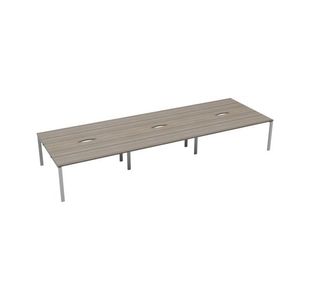 Jemini 6 Person Bench Desk 4800x1600x730mm Grey Oak/White KF809517