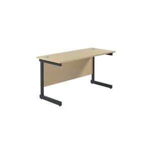 Jemini Rectangular Single Upright Cantilever Desk 1400x600x730mm Maple/Black KF810667