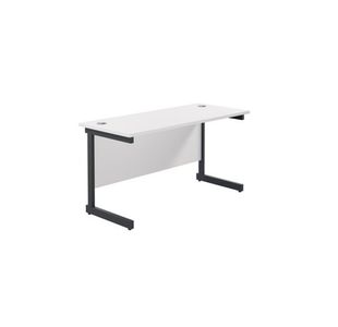 Jemini Rectangular Single Upright Cantilever Desk 1400x600x730mm White/Black KF810681
