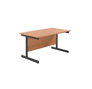 Jemini Rectangular Single Upright Cantilever Desk 1400x800x730mm Beech/Black KF810698