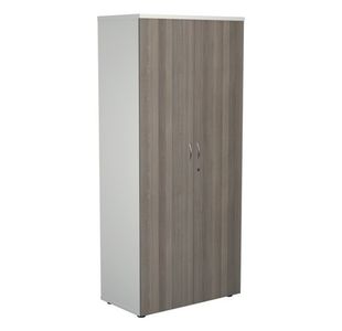 Jemini Wooden Cupboard 800x450x1800mm White/Grey Oak KF810728