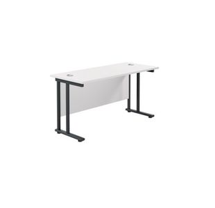 Jemini Rectangular Double Upright Cantilever Desk 1400x600x730mm White/Black KF810803
