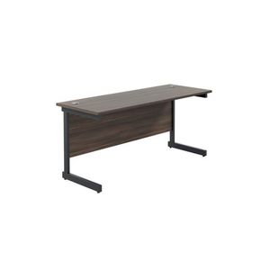 Jemini Rectangular Single Upright Cantilever Desk 1600x600x730mm Dark Walnut/Black KF810810