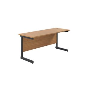 Jemini Rectangular Single Upright Cantilever Desk 1600x600x730mm Nova Oak/Black KF810841