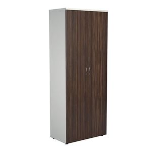 Jemini Wooden Cupboard 800x450x2000mm White/Dark Walnut KF811114