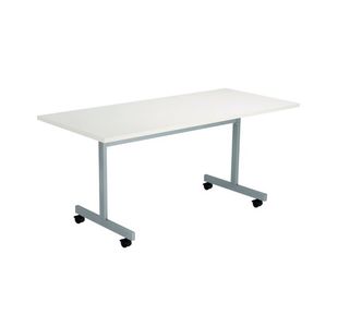 Jemini Rectangular Tilting Table 1600x700x720mm White/Silver KF816869