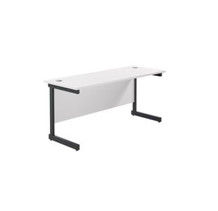 Jemini Rectangular Single Upright Cantilever Desk 1800x600x730mm White/Black KF818120