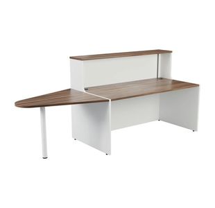 Jemini Reception Unit with Extension 1400x800x740mm Dark Walnut/White KF818398