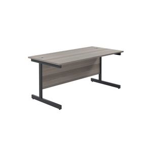Jemini Rectangular Single Upright Cantilever Desk 1800x800x730mm Grey Oak/Black KF819431
