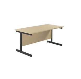 Jemini Rectangular Single Upright Cantilever Desk 1800x800x730mm Maple/Black KF819448