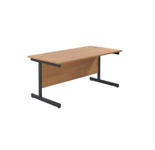 Jemini Rectangular Single Upright Cantilever Desk 1800x800x730mm Nova Oak/Black KF819455