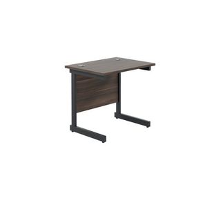 Jemini Rectangular Double Upright Cantilever Desk 800x600x730mm Dark Walnut/Black KF819493