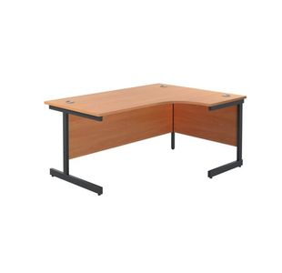 Jemini Radial Right Hand Single Upright Cantilever Desk 1600x1200x730mm Beech/Black KF819684