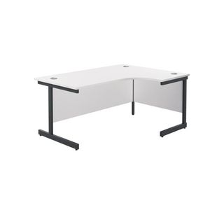 Jemini Radial Right Hand Single Upright Cantilever Desk 1800x1200x730mm White/Black KF819882