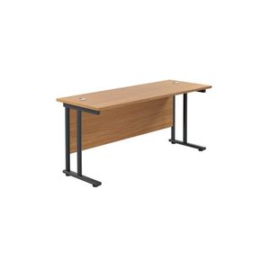 Jemini Rectangular Double Upright Cantilever Desk 1600x600mm Nova Oak/Black KF820116