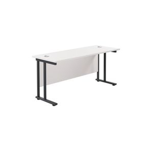 Jemini Rectangular Double Upright Cantilever Desk 1600x600mm White/Black KF820123