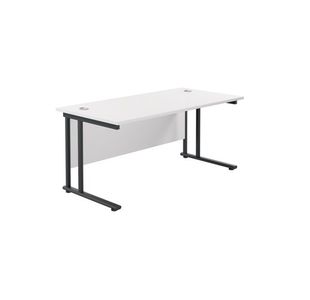 Jemini Rectangular Double Upright Cantilever Desk 1600x800mm White/Black KF820185