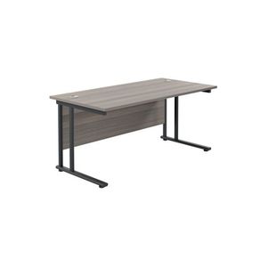Jemini Rectangular Double Upright Cantilever Desk 1800x800x730mm Grey Oak/Black KF820277