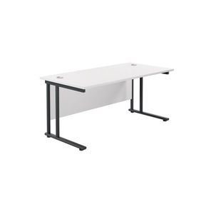 Jemini Rectangular Double Upright Cantilever Desk 1800x800x730mm White/Black KF820307