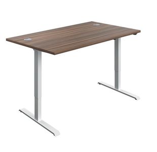 Jemini Economy Single Motor Sit/Stand Desk 1400x800x705-1220mm Dark Walnut/White KF820416