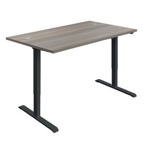 Jemini Economy Single Motor Sit/Stand Desk 1400x800x705-1220mm Grey Oak/Black KF820426
