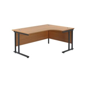 Jemini Radial Right Hand Double Upright Cantilever Desk 1600x1200x730mm Nova Oak/Black KF820475