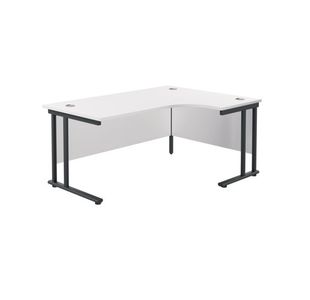 Jemini Radial Right Hand Double Upright Cantilever Desk 1600x1200x730mm White/Black KF820482