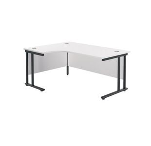 Jemini Radial Left Hand Double Upright Cantilever Desk 1800x1200x730mm White/Black KF820543
