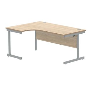 Polaris Left Hand Radial Single Upright Cantilever Desk 1600x1200x730mm Canadian Oak/Silver KF821420