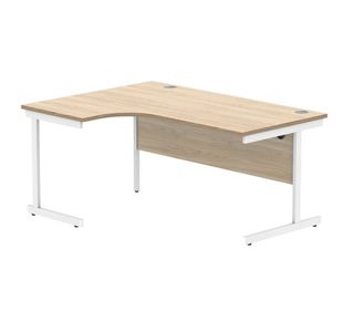 Polaris Left Hand Radial Single Upright Cantilever Desk 1600x1200x730mm Canadian Oak/White KF821440