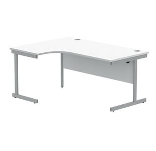Polaris Left Hand Radial Single Upright Cantilever Desk 1600x1200x730mm Arctic White/Silver KF821460