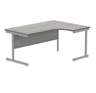 Polaris Right Hand Radial SU Cantilever Desk 1600x1200x730mm Alaskan Grey Oak/Silver KF821510