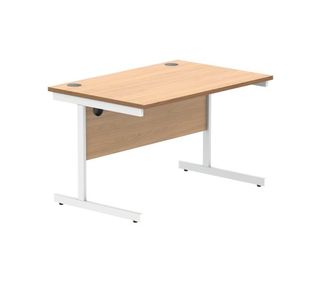 Polaris Rectangular Single Upright Cantilever Desk 1200x800x730mm Norwegian Beech/White KF821630