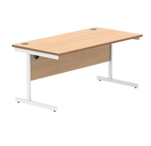 Polaris Rectangular Single Upright Cantilever Desk 1600x800x730mm Norwegian Beech/White KF821650