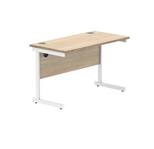 Polaris Rectangular Single Upright Cantilever Desk 1200x600x730mm Canadian Oak/White KF821720